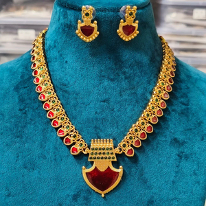 Jewel Emarket Traditional Matte Pota Stone And Meenakari Necklace Set -12731586GR - Product Image 1