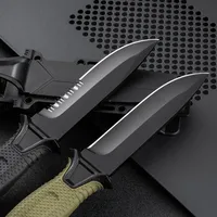 Couteau tactique de survie pour le camping en plein air, acier inoxydable, manche en caoutchouc, haute dureté, tranchant, idéal pour une utilisation en milieu sauvage