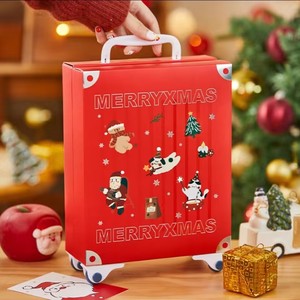 Wholesale Custom Red Christmas Gift Box Creative Blind <strong>Suitcase</strong> Design Premium Kraft <strong>Cardboard</strong> Paper Packaging Offset Printing - Product Image 1