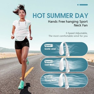 Ventilador de cuello portátil, miniventilador sin aspas, recargable por USB, silencioso, deportivo, ajustable a 3 velocidades para el verano, súper fresco - Product Image 6
