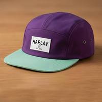Casquette de camping pour enfant à 5 panneaux, non structurée, à visière plate, avec logo personnalisé, couleurs contrastées, pour l'extérieur, vente en gros