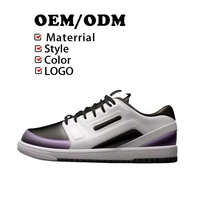 Chaussures de skate classiques pour hommes OEM en cuir microfibre noir, blanc, violet, résistantes à l'usure, logo personnalisé, couleur personnalisée