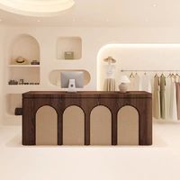 Mostrador de Recepción de Madera Sólida Moderno y Personalizado de Alta Calidad, Mesa de Caja Comercial Rectangular con Almacenamiento, Tamaño y Logotipo Personalizables