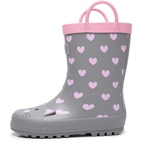 Bottes de pluie pour tout-petits avec poignées faciles à enfiler, bottes de pluie en caoutchouc imperméables pour enfants, filles et garçons, chaussures amusantes imprimées pour l'extérieur