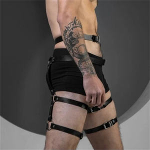 Ajustable PU cuero Sling pecho Bondage cinturón hombres Sexy Clubwear fetiche ropa interior Punk accesorio pierna arnés tirantes - Product Image 4