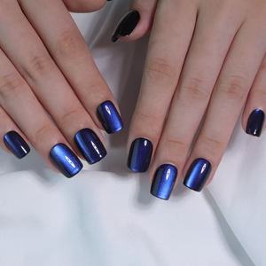 <span class=keywords><strong>Uñas</strong></span> Postizas Acrílicas Reutilizables con Diseño <span class=keywords><strong>de</strong></span> Ojo <span class=keywords><strong>de</strong></span> Gato, Color Degradado Rosa, Morado y Blanco, Cortas y Cuadradas, con Acabado Brillante, Pre-Diseñadas para Mujer - Product Image 3