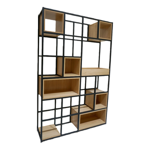 현대적인 스타일 장식 거실 나무 철 예술 골동품 선반 사무실 책장 디스플레이 저장 아파트 빌라 - Product Image 2