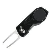Outil de réparation de divot de golf pliable en acier inoxydable avec marqueur de balle pop-up à bouton magnétique