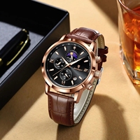 Reloj Deportivo de Lujo POEDAGAR 882 para Hombre, Resistente al Agua, Luminoso, con Fecha, Cronógrafo, Reloj de Pulsera de Cuero, Reloj de Cuarzo para Hombre