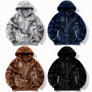 Chaqueta de Invierno 2026 OEM Personalizada, Impermeable, con Cuello Alto, Estilo Grueso, Estampado de Mármol, Cierre Completo, de Fábrica - Product Image 3