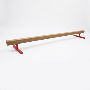 Barra de entrenamiento baja Little Gym de 12' para gimnasio, equipo de madera roja, herramienta duradera para entrenamiento de equilibrio - Product Image 1