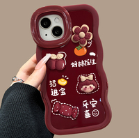 Coque de téléphone en TPU avec lanière, motif poupée, bord ondulé, support double invisible pour iPhone X, XR, XS, 11, 12, 13, 14, 15, 16, 17