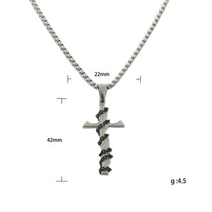 Men's Stainless Steel <b>Cross</b> Pendant Necklace <b>With</b> <b>Chain</b> Wrap Design Geometric Punk Style 120217 - Product Image 5