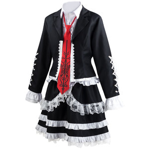 Costume de cosplay Danganronpa Serethia Rodenbeck, robe noire et blanche avec cravate rouge, tenue de jeu de rôle anime - Product Image 1