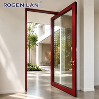 Puertas de Entrada de Seguridad Modernas Personalizadas Rogenilan, de Vidrio Templado Impermeable, Puerta Frontal de Aluminio con Doble Acristalamiento