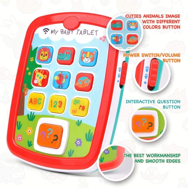 Kids Educational Tablet Toy Early Learning Interactive Play Tablet for Toddler Alphabet Number Animal Sound Toy