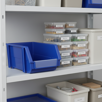 Boîte de rangement pour petites pièces, bac en plastique pour étagère, rangement de médicaments, bac d'étagère en plastique