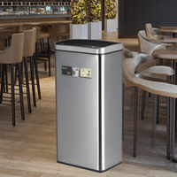 Poubelle électronique de cuisine 70L avec capteur et couvercle, en acier inoxydable anti-traces de doigts