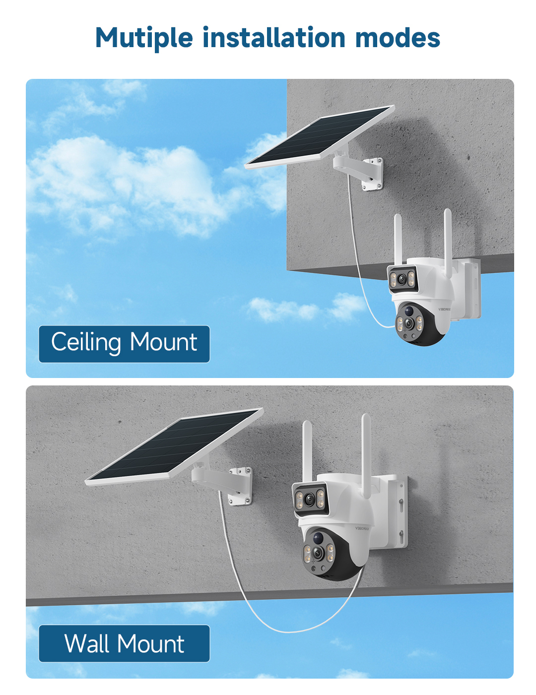 New Arrival BP9 Solar IP Security Camera Double Lens 4G SIM Card PIR Humanoid Detection Wide Night Vision Memory Card Cloud · image 5