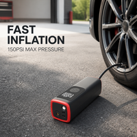 Compresseur d'air portable sans fil 150 PSI, pompe à air intelligente pour voiture, gonfleur de pneus électrique rechargeable 5000 mAh