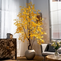 Grands arbres artificiels en érable rouge doré, plantes réalistes de 7 à 8 pieds, pour décoration intérieure et extérieure, pour hôtels et magasins