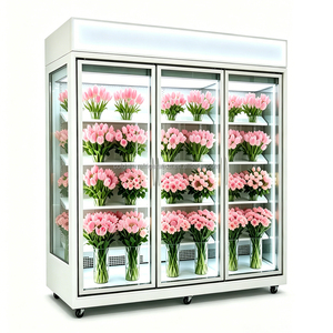 Vitrina refrigerada vertical de 3 puertas de vidrio para exhibición de flores, unidad de montaje superior, para floristería - Product Image 3