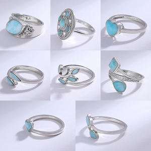 Anillos de Larimar Natural Estilo Eternidad en Plata de Ley 925 Hechos a Mano XYOP, Fabricante Mayorista con Baño de Plata - Product Image 4