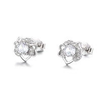 Großhandel Pure Silver Revolved Flower Design Ohrringe Ohr stecker Schmuck für Kinder Geschenk