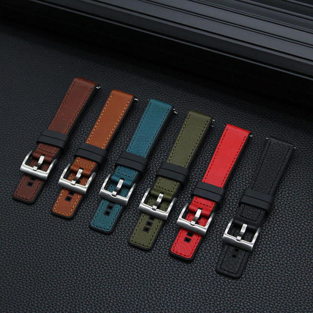In Stock Fabric Cordura Silicone Hybrid Watch Band 20mm 22mm 24mm Quick Release Genuine Leather Rubber Watch Strap
