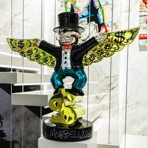 Statue en résine personnalisée, artisanat, électroplaqué, Donald Duck, <span class=keywords><strong>Monopoly</strong></span>, Rich Man, Richie Rich, sac d'argent, design artistique 3D, ART - Product Image 4
