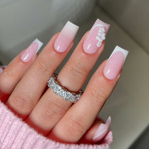 Etiqueta privada Gel suave Stick <span class=keywords><strong>Uñas</strong></span> postizas falsas Venta al por mayor Cuadrado medio Hecho a mano Acrílico Rojo Punta francesa Prensa <span class=keywords><strong>de</strong></span> <span class=keywords><strong>Navidad</strong></span> en las <span class=keywords><strong>uñas</strong></span> - Product Image 2