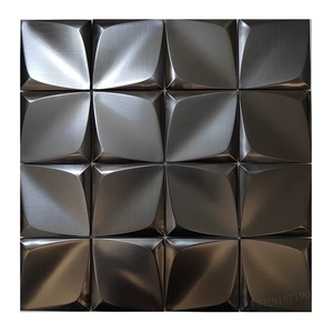 Mosaico <span class=keywords><strong>de</strong></span> Acero Inoxidable 3D con Efecto Cepillado, Patrón <span class=keywords><strong>de</strong></span> <span class=keywords><strong>Flores</strong></span> Mixtas, Azulejo Metálico - Product Image 5