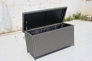 Armario de Almacenamiento de Ratán Plástico para Jardín, Caja de Almacenamiento Impermeable para Cojines de Exterior con Ruedas - Product Image 4