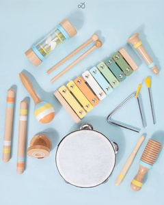 Wholesale Wooden <b>Musical</b> <b>Instrument</b> Set Wooden Toys Xylophone Tambourine Maracas Rattle 9-Piece Set - Product Image 6