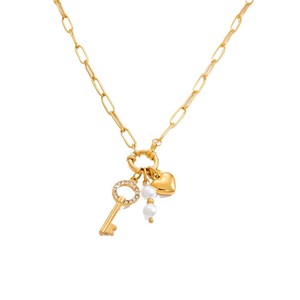 Collier pendentif cœur en or plaqué pour femme, bijoux tendance, chaîne électroplaquée 18 carats, collier clavicule, automne hiver - Product Image 5