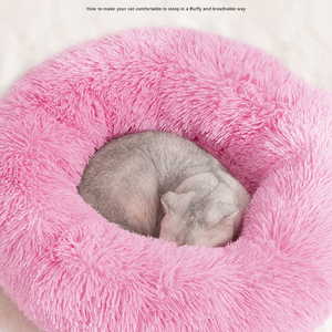 Cama Redonda Universal para Mascotas Pequeñas, con Base Antideslizante, de Piel Sintética, para Todas las Estaciones - Product Image 4