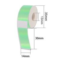 Étiquettes autocollantes thermiques holographiques personnalisées de petite taille 14*30 mm, imprimables, avec paillettes arc-en-ciel, pour imprimante thermique portable