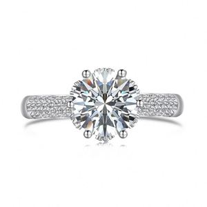 Bague Dylam Éblouissante Classique pour Femme en Argent S925, Anneau d'Éternité avec Diamant CZ 5A et Moissanite 2ct D VVS1, Bijou de Luxe - Product Image 1