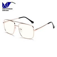 Lunettes optiques rectangulaires en métal sur mesure OEM, anti-lumière bleue, pour adultes unisexes, taille 54-17-142, logo personnalisé, MOQ 50 pièces