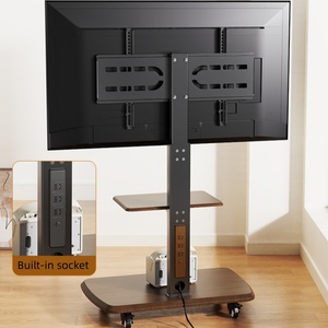 Carrello <span class=keywords><strong>TV</strong></span> Mobile con Ripiano, Supporto <span class=keywords><strong>TV</strong></span> da Pavimento per Schermi da 26-75 Pollici, per Casa e Ufficio - Product Image 2