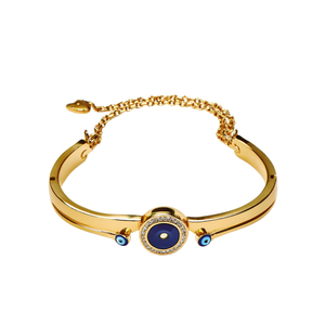 Bracelet de charme tendance plaqué or PVD en acier inoxydable 316L avec motif œil porte-bonheur, bijoux pour femmes - Product Image 2
