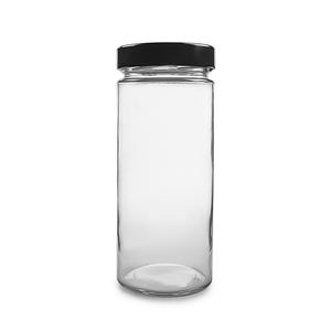 Bocaux en verre à large <span class=keywords><strong>bouche</strong></span> <span class=keywords><strong>de</strong></span> haute qualité pour les cornichons et le stockage des épices <span class=keywords><strong>de</strong></span> cuisine avec couvercles noirs profonds - Product Image 3