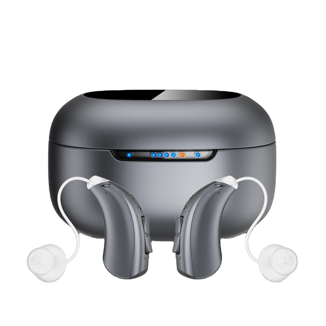 JINGHAO DW3 Grey Hearing Aids Rechargeable Medical Bluetooth OTC Self Fitting Hearing Aid for the Deaf
