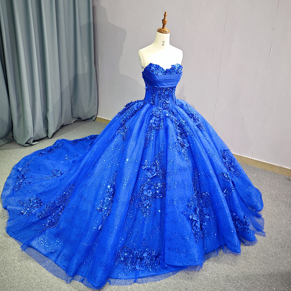 elegant royal blue wedding dress Long Sleeves Royal Blue Lace Ball Gowns Wedding Dresses