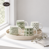 Set Cangkir Kopi Keramik Bunga Klasik SWT dengan Piring Kelopak Bunga, Mug Teh, Aman untuk Mesin Cuci Piring, Hadiah Cantik untuk Rumah, Kantor, Kafe