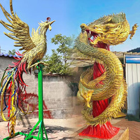 Statue de dragon en caoutchouc écologique grandeur nature, sculpture de dragon chinois en pneus recyclés faite à la main