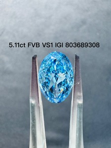 Diamant de laboratoire ovale bleu intense fantaisie de grand carat, pureté VVS, certifié, pierre précieuse couleur libre - Product Image 2