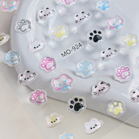Stiker Dekorasi Kuku Kelinci Cakar Kucing Lucu Grosir Kawaii 5D Stiker Seni Kuku Anak Motif Bunga Kartun