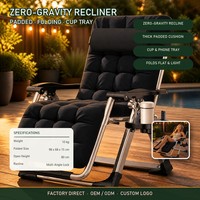 Chaise zéro gravité pliable d'extérieur, fauteuil inclinable avec coussin rembourré, design ergonomique réglable, porte-gobelet, robuste, capacité 440 LBS