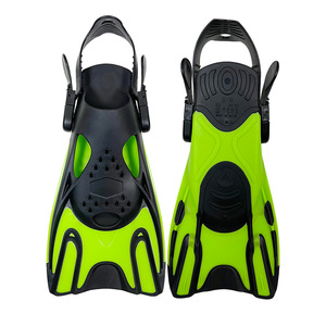 Aletas de Buceo Ajustables de Talón Abierto para Adultos, Aletas de Entrenamiento de Natación, Verde y Negro, Material PPTPR, Tallas S, M, XL - Product Image 2